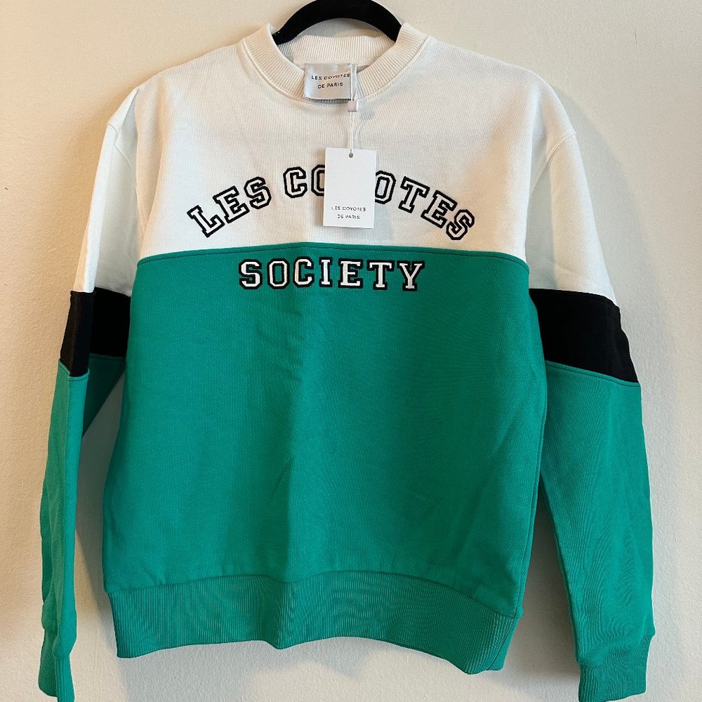 Les Coyotes De Paris Society Girls Green and White Sweater